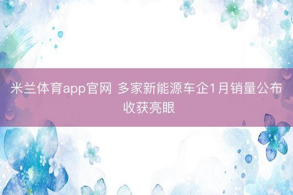 米兰体育app官网 多家新能源车企1月销量公布 收获亮眼