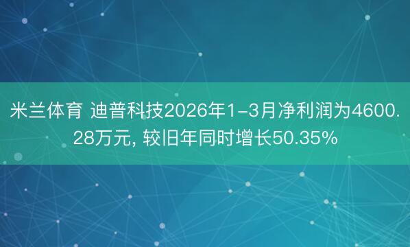 米兰体育 迪普科技2026年1-3月净利润为4600.28万元, 较旧年同时增长50.35%