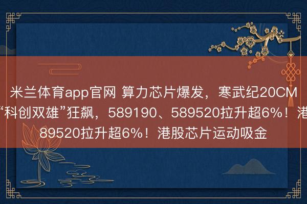 米兰体育app官网 算力芯片爆发，寒武纪20CM涨停！华宝基金“科创双雄”狂飙，589190、589520拉升超6%！港股芯片运动吸金